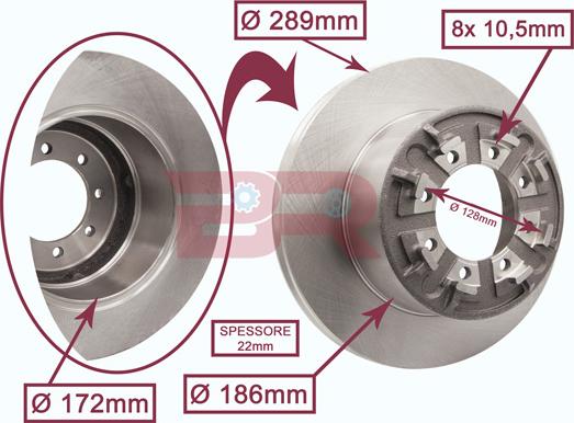 BOTTO RICAMBI BRFR0256 - Спирачен диск vvparts.bg