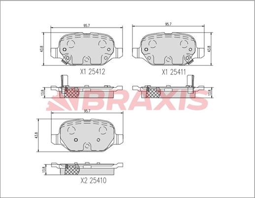 Braxis AA0456 - Комплект спирачно феродо, дискови спирачки vvparts.bg