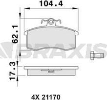 Braxis AA0467 - Комплект спирачно феродо, дискови спирачки vvparts.bg