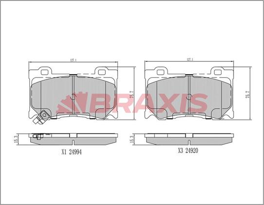 Braxis AA0407 - Комплект спирачно феродо, дискови спирачки vvparts.bg