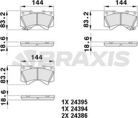Braxis AA0484 - Комплект спирачно феродо, дискови спирачки vvparts.bg