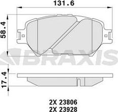 Braxis AA0483 - Комплект спирачно феродо, дискови спирачки vvparts.bg