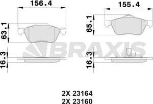 Braxis AA0438 - Комплект спирачно феродо, дискови спирачки vvparts.bg