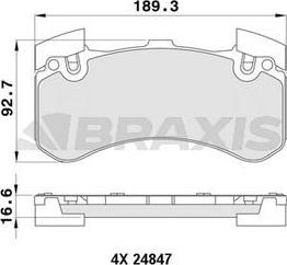 Braxis AA0420 - Комплект спирачно феродо, дискови спирачки vvparts.bg