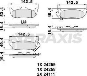 Braxis AA0506 - Комплект спирачно феродо, дискови спирачки vvparts.bg