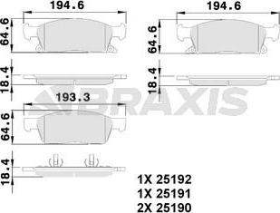 Braxis AA0513 - Комплект спирачно феродо, дискови спирачки vvparts.bg