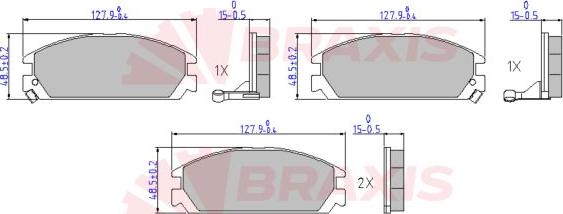 Braxis AA0645 - Комплект спирачно феродо, дискови спирачки vvparts.bg