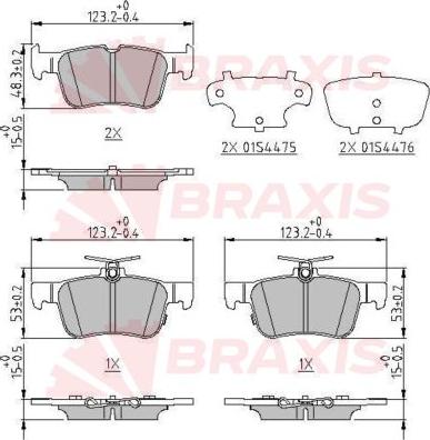 Braxis AA0647 - Комплект спирачно феродо, дискови спирачки vvparts.bg