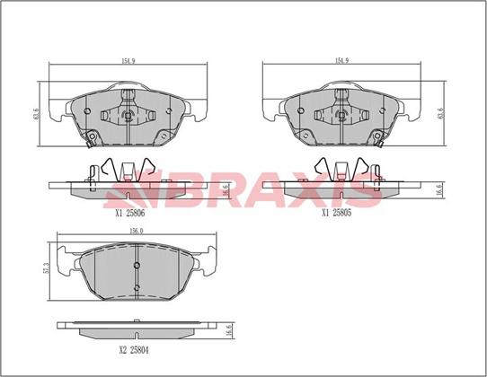 Braxis AA0656 - Комплект спирачно феродо, дискови спирачки vvparts.bg