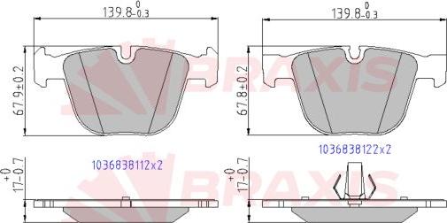 Braxis AA0650 - Комплект спирачно феродо, дискови спирачки vvparts.bg