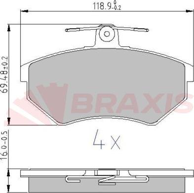 Braxis AA0607 - Комплект спирачно феродо, дискови спирачки vvparts.bg