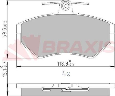 Braxis AA0616 - Комплект спирачно феродо, дискови спирачки vvparts.bg