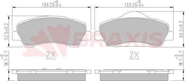 Braxis AA0610 - Комплект спирачно феродо, дискови спирачки vvparts.bg