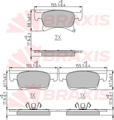 Braxis AA0630 - Комплект спирачно феродо, дискови спирачки vvparts.bg