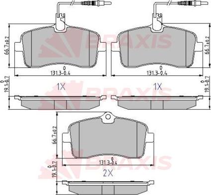 Braxis AA0638 - Комплект спирачно феродо, дискови спирачки vvparts.bg