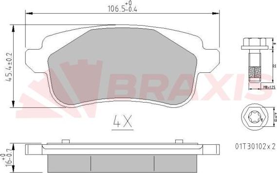 Braxis AA0672 - Комплект спирачно феродо, дискови спирачки vvparts.bg