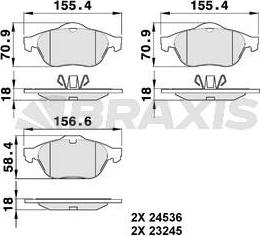 Braxis AA0092 - Комплект спирачно феродо, дискови спирачки vvparts.bg