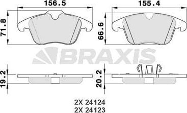 Braxis AA0044 - Комплект спирачно феродо, дискови спирачки vvparts.bg