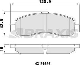 Braxis AA0057 - Комплект спирачно феродо, дискови спирачки vvparts.bg