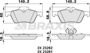Braxis AA0069 - Комплект спирачно феродо, дискови спирачки vvparts.bg
