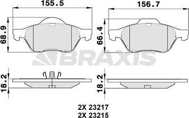 Braxis AA0080 - Комплект спирачно феродо, дискови спирачки vvparts.bg