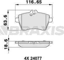 Braxis AA0039 - Комплект спирачно феродо, дискови спирачки vvparts.bg