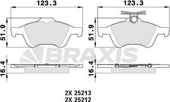 Braxis AA0025 - Комплект спирачно феродо, дискови спирачки vvparts.bg