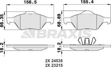 Braxis AA0026 - Комплект спирачно феродо, дискови спирачки vvparts.bg