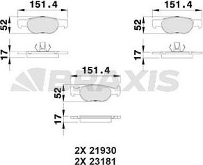 Braxis AA0074 - Комплект спирачно феродо, дискови спирачки vvparts.bg