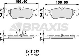 Braxis AA0198 - Комплект спирачно феродо, дискови спирачки vvparts.bg