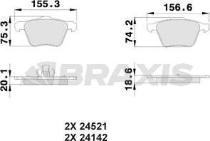 Braxis AA0193 - Комплект спирачно феродо, дискови спирачки vvparts.bg
