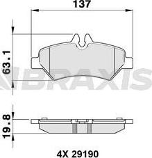 Braxis AA0140 - Комплект спирачно феродо, дискови спирачки vvparts.bg