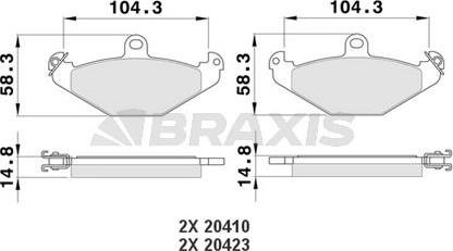 Braxis AA0155 - Комплект спирачно феродо, дискови спирачки vvparts.bg