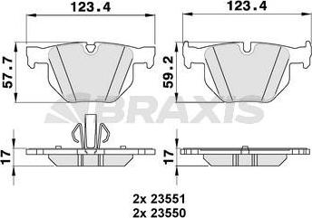 Braxis AA0151 - Комплект спирачно феродо, дискови спирачки vvparts.bg