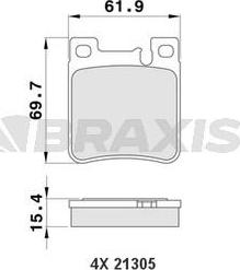 Braxis AA0163 - Комплект спирачно феродо, дискови спирачки vvparts.bg