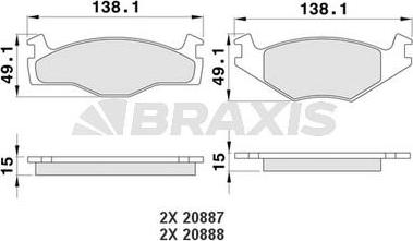 Braxis AA0167 - Комплект спирачно феродо, дискови спирачки vvparts.bg