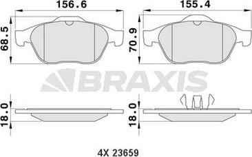 Braxis AA0111 - Комплект спирачно феродо, дискови спирачки vvparts.bg