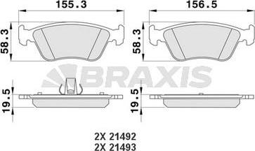 Braxis AA0186 - Комплект спирачно феродо, дискови спирачки vvparts.bg