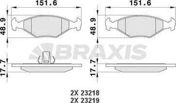 Braxis AA0182 - Комплект спирачно феродо, дискови спирачки vvparts.bg