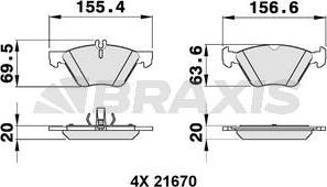 Braxis AA0139 - Комплект спирачно феродо, дискови спирачки vvparts.bg