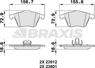 Braxis AA0136 - Комплект спирачно феродо, дискови спирачки vvparts.bg