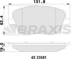 Braxis AA0127 - Комплект спирачно феродо, дискови спирачки vvparts.bg