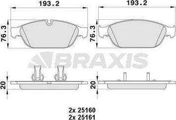 Braxis AA0394 - Комплект спирачно феродо, дискови спирачки vvparts.bg