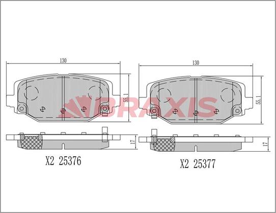 Braxis AA0392 - Комплект спирачно феродо, дискови спирачки vvparts.bg