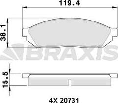 Braxis AA0348 - Комплект спирачно феродо, дискови спирачки vvparts.bg
