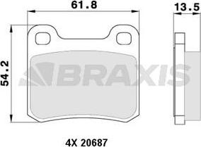 Braxis AA0359 - Комплект спирачно феродо, дискови спирачки vvparts.bg