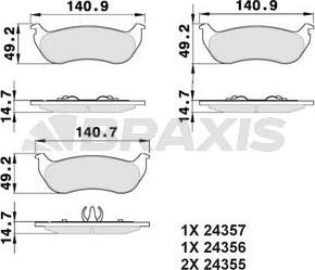 Braxis AA0355 - Комплект спирачно феродо, дискови спирачки vvparts.bg