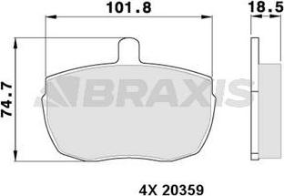 Braxis AA0304 - Комплект спирачно феродо, дискови спирачки vvparts.bg