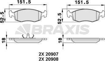 Braxis AA0300 - Комплект спирачно феродо, дискови спирачки vvparts.bg