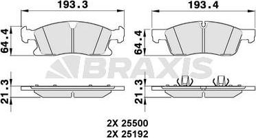 Braxis AA0308 - Комплект спирачно феродо, дискови спирачки vvparts.bg